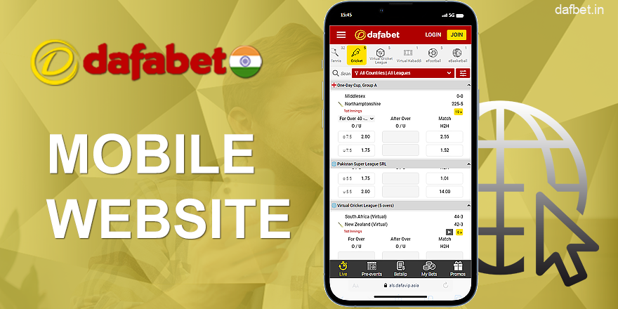 Mobile version of Dafabet in your browser