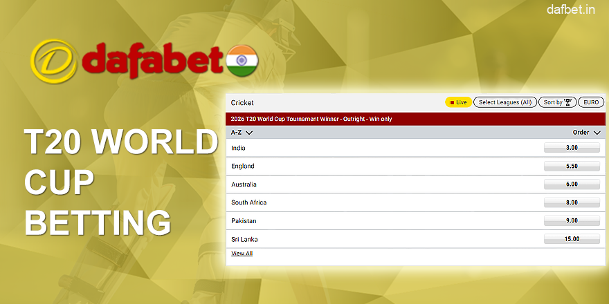 Dafabet T20 World Cup bets for players