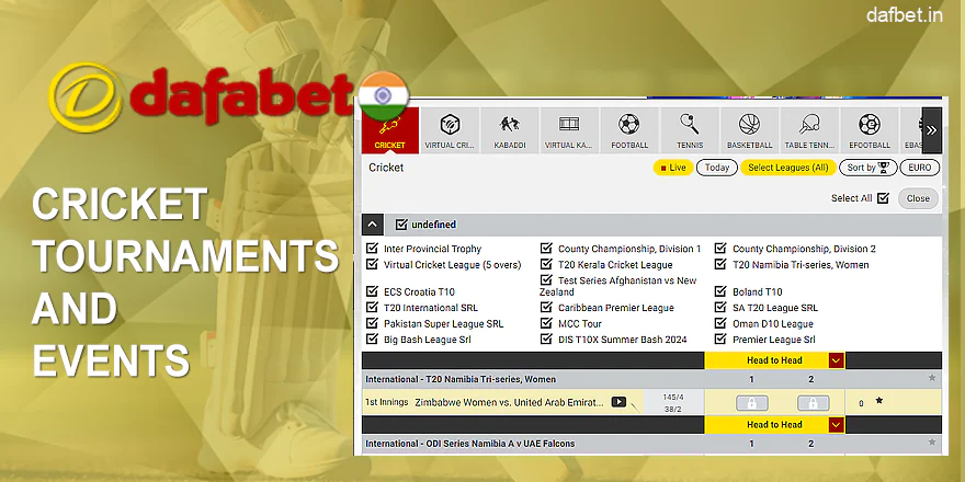 Which cricket tournaments you can bet on on Dafabet