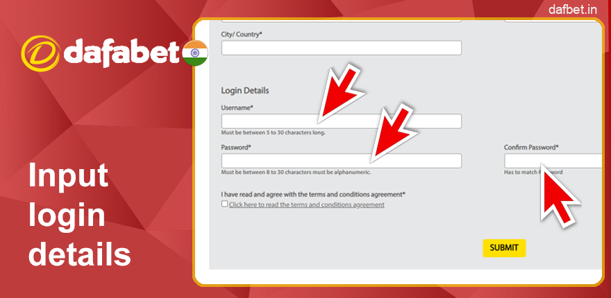 Enter your login details to the Dafabet affiliate program