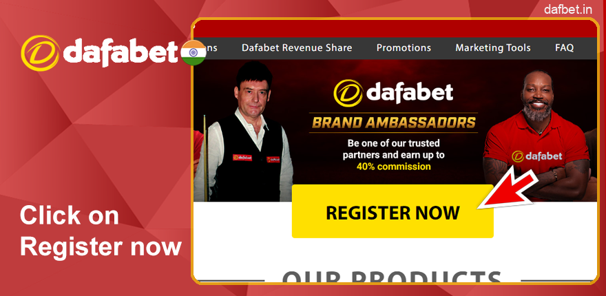 Click the Registration button on the Dafabet partner website