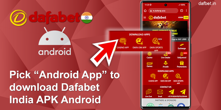 Select "Android App" on Dafabet