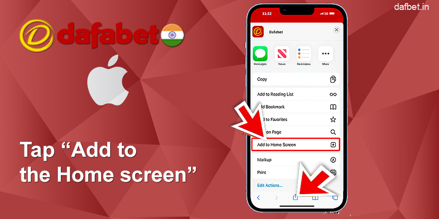 Click "Add to Home Screen" Dafabet app