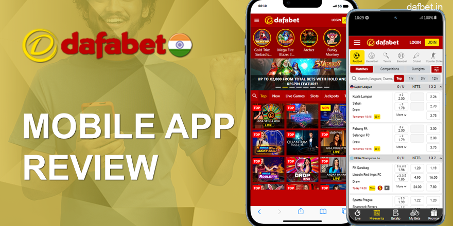 Dafabet mobile application interface